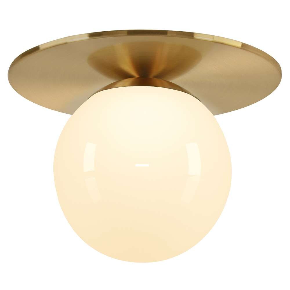 Hudson & Canal - Amma 12in Wide Flush Mount with Glass Shade in Brushed Brass/White - SF1781 veiw 3
