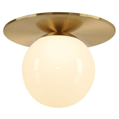 Hudson & Canal - Amma 12in Wide Flush Mount with Glass Shade in Brushed Brass/White - SF1781 veiw 3