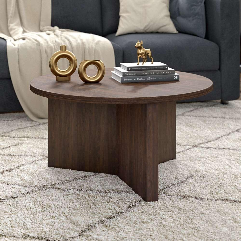 Hudson & Canal - Anders 32in Wide Round Coffee Table in Alder Brown - CT2105 veiw 4