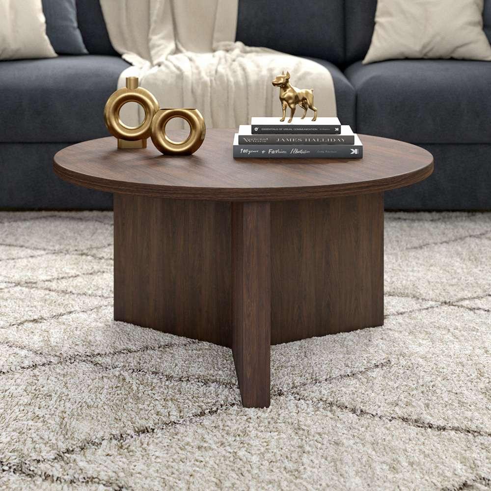 Hudson & Canal - Anders 32in Wide Round Coffee Table in Alder Brown - CT2105 veiw 5