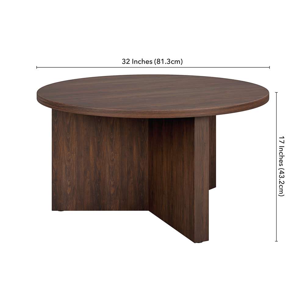 Hudson & Canal - Anders 32in Wide Round Coffee Table in Alder Brown - CT2105 veiw 7