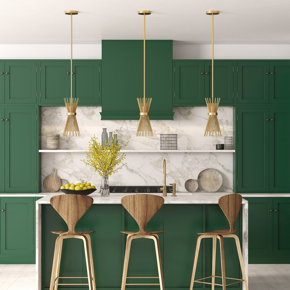 Hudson & Canal - Andromeda 7in Wide Starburst Pendant with Metal Shade in Brass/Brass - PD0695