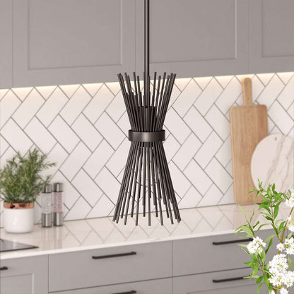 Hudson & Canal - Andromeda 7in Wide Starburst Pendant with Metal Shade in Blackened Bronze/Blackened Bronze - PD0694 veiw 2