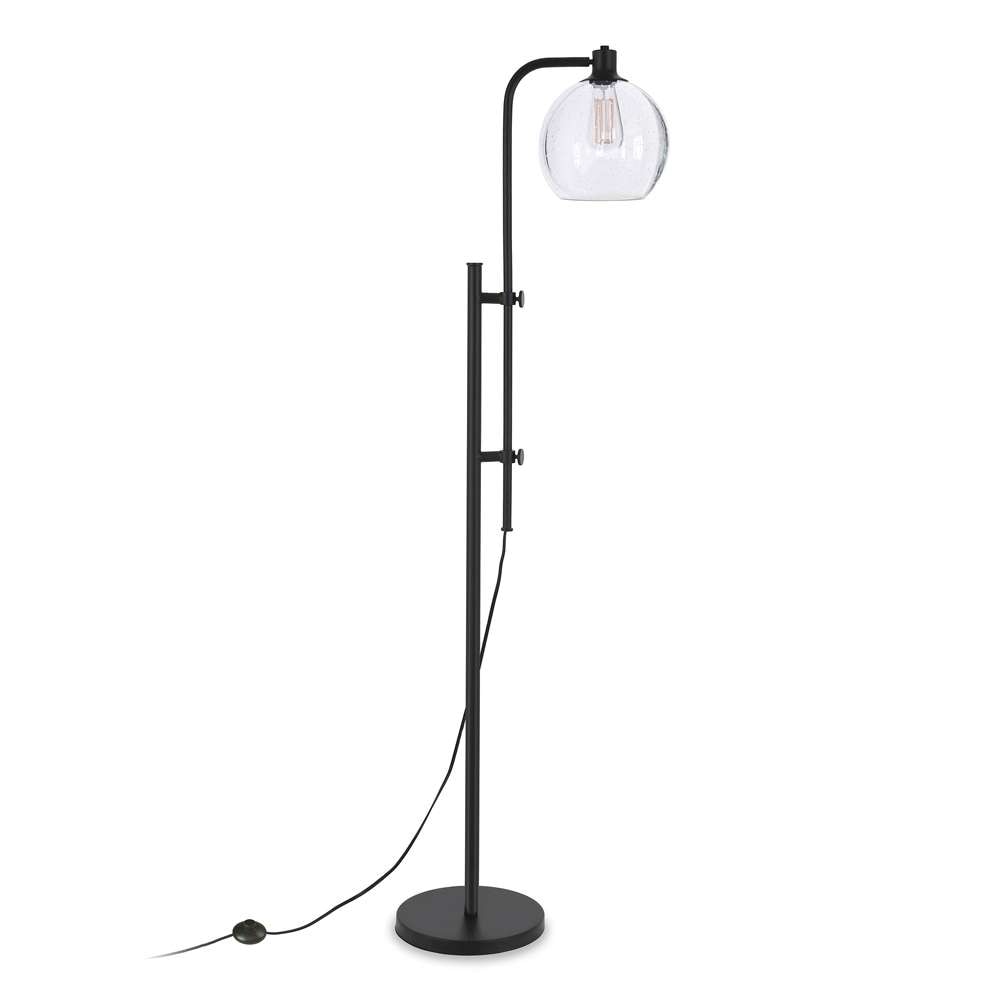 Hudson & Canal - Antho Height-Adjustable Floor Lamp with Glass Shade in Blackened Bronze/Seeded - FL0117 veiw 1