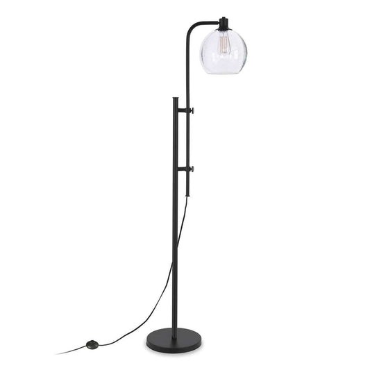 Hudson & Canal - Antho Height-Adjustable Floor Lamp with Glass Shade in Blackened Bronze/Seeded - FL0117 veiw 1