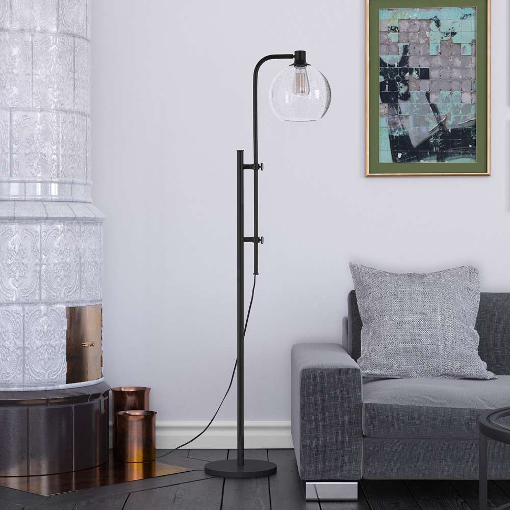 Hudson & Canal - Antho Height-Adjustable Floor Lamp with Glass Shade in Blackened Bronze/Seeded - FL0117 veiw 2
