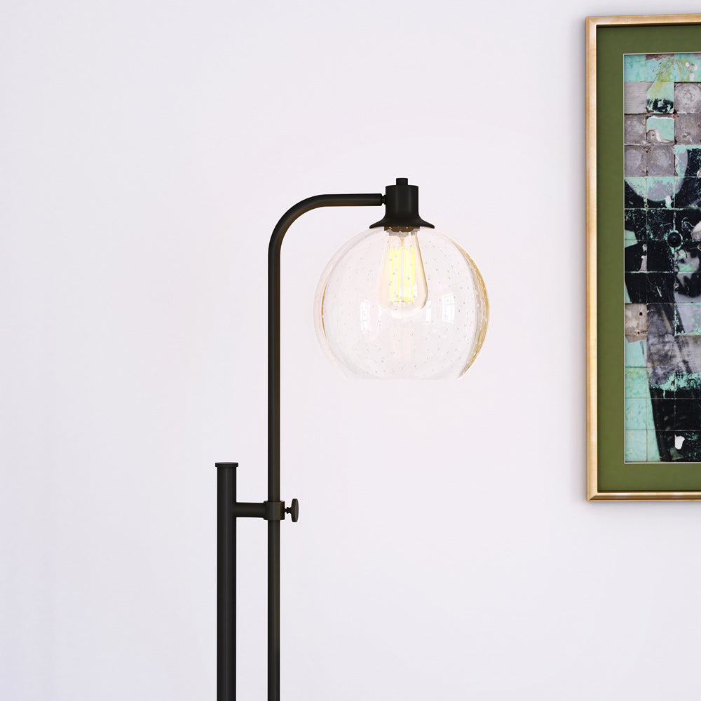 Hudson & Canal - Antho Height-Adjustable Floor Lamp with Glass Shade in Blackened Bronze/Seeded - FL0117