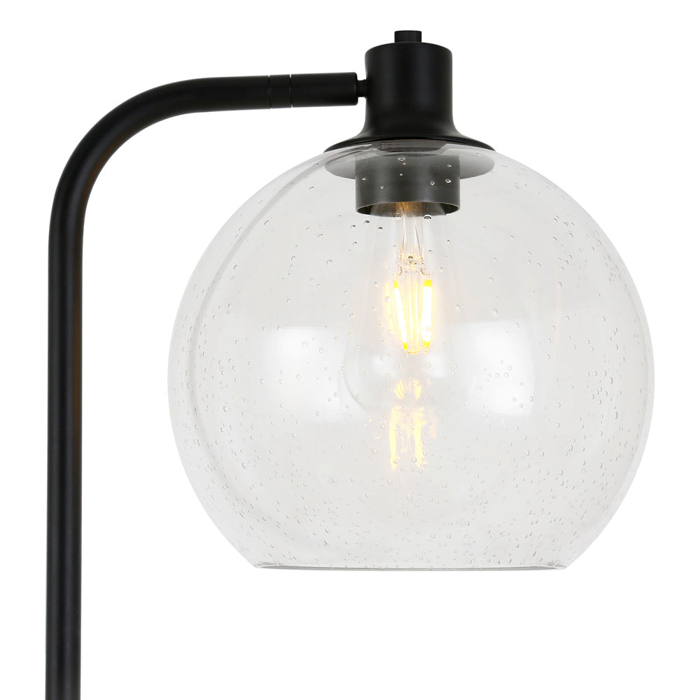 Hudson & Canal - Antho Height-Adjustable Floor Lamp with Glass Shade in Blackened Bronze/Seeded - FL0117