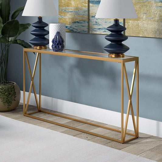 Hudson & Canal - Arlo 55in Wide Rectangular Console Table in Brass - AT0902 veiw 2