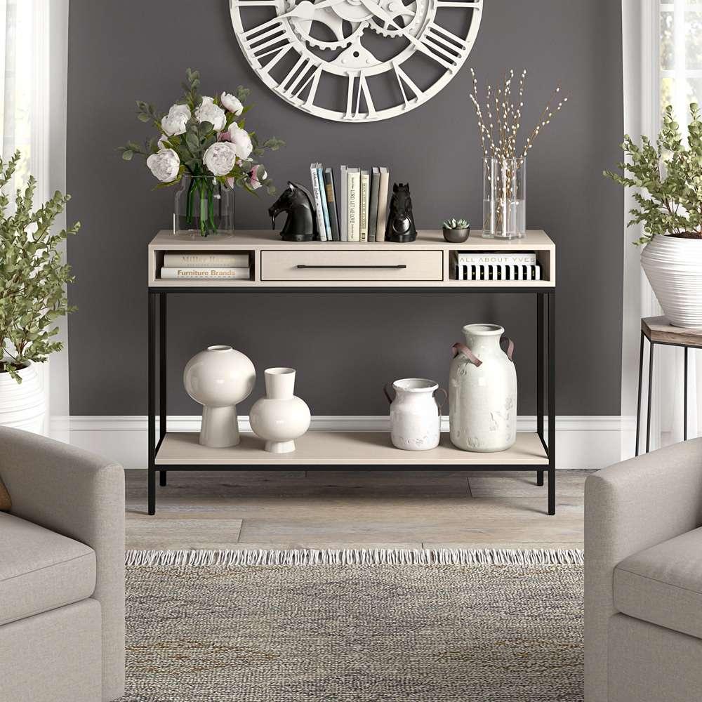 Hudson & Canal - Arroyo 45in Wide Rectangular Console Table in Blackened Bronze/Alder White - AT2152 veiw 6