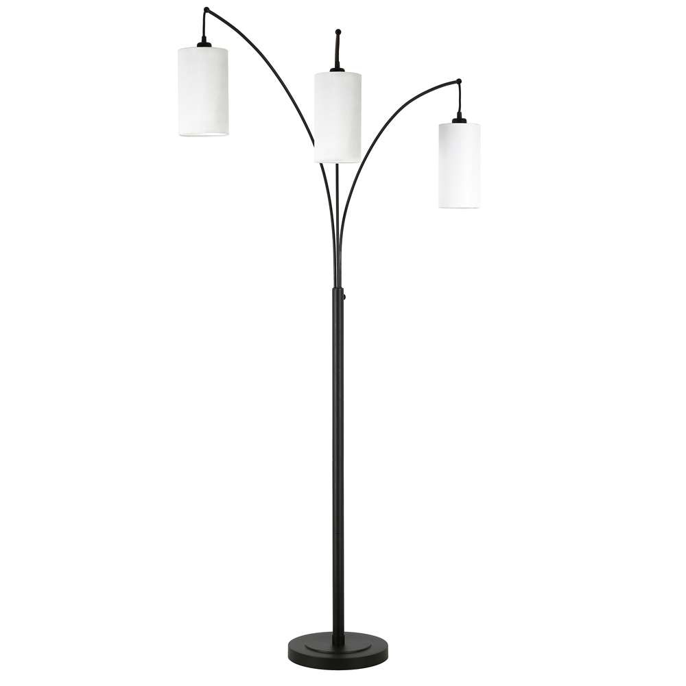 Hudson & Canal - Aspen 3-Light Torchiere Floor Lamp with Fabric Shade in Blackened Bronze/White - FL0832 veiw 1
