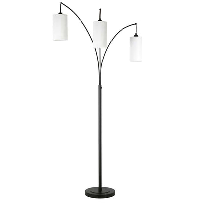 Hudson & Canal - Aspen 3-Light Torchiere Floor Lamp with Fabric Shade in Blackened Bronze/White - FL0832 veiw 1