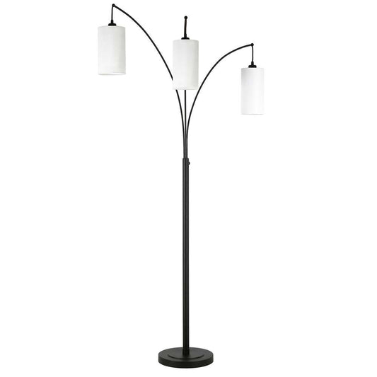Hudson & Canal - Aspen 3-Light Torchiere Floor Lamp with Fabric Shade in Blackened Bronze/White - FL0832 veiw 1