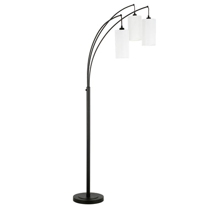 Hudson & Canal - Aspen 3-Light Torchiere Floor Lamp with Fabric Shade in Blackened Bronze/White - FL0832