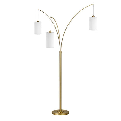 Hudson & Canal - Aspen 3-Light Torchiere Floor Lamp with Fabric Shade in Brass/White - FL1311 veiw 1