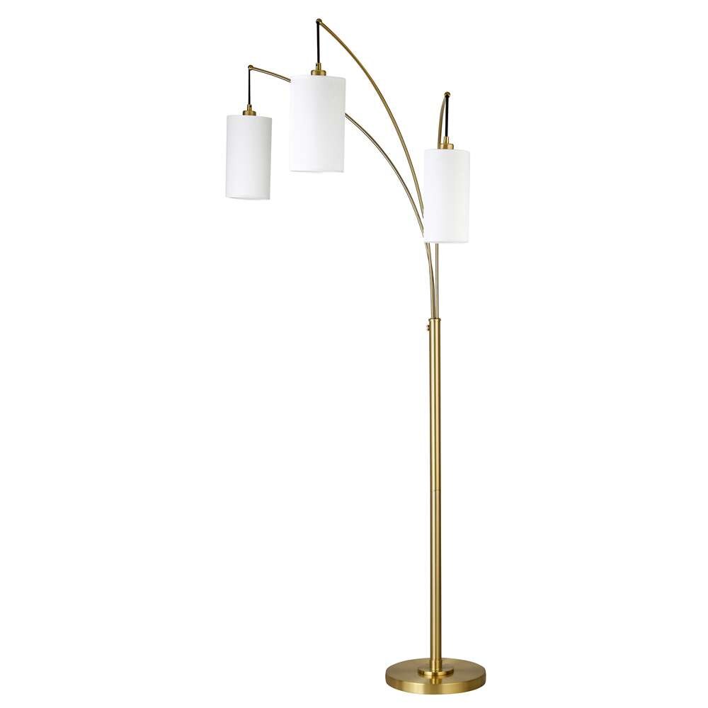 Hudson & Canal - Aspen 3-Light Torchiere Floor Lamp with Fabric Shade in Brass/White - FL1311 veiw 3