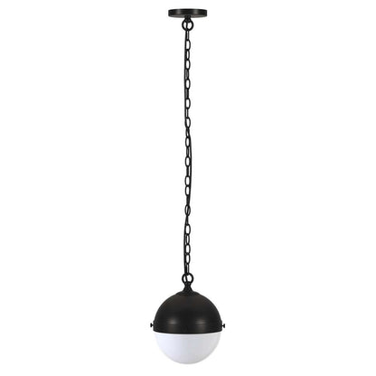 Hudson & Canal - Aurora 9in Wide Pendant with Glass Shade in Blackened Bronze/White Milk - PD1919 veiw 1