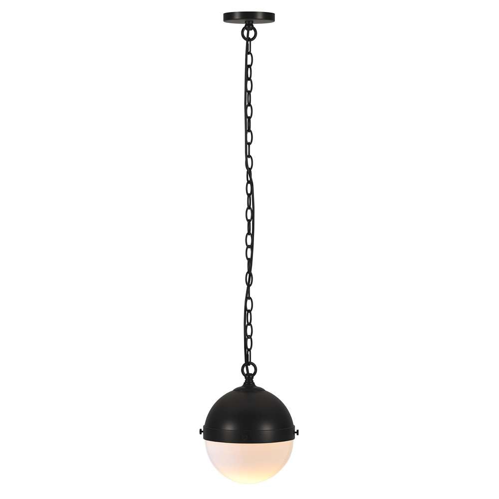 Hudson & Canal - Aurora 9in Wide Pendant with Glass Shade in Blackened Bronze/White Milk - PD1919 veiw 2