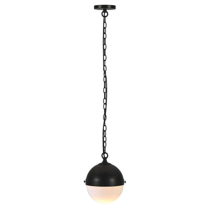 Hudson & Canal - Aurora 9in Wide Pendant with Glass Shade in Blackened Bronze/White Milk - PD1919 veiw 2