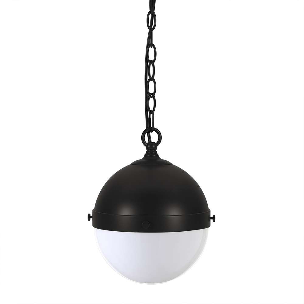 Hudson & Canal - Aurora 9in Wide Pendant with Glass Shade in Blackened Bronze/White Milk - PD1919 veiw 3