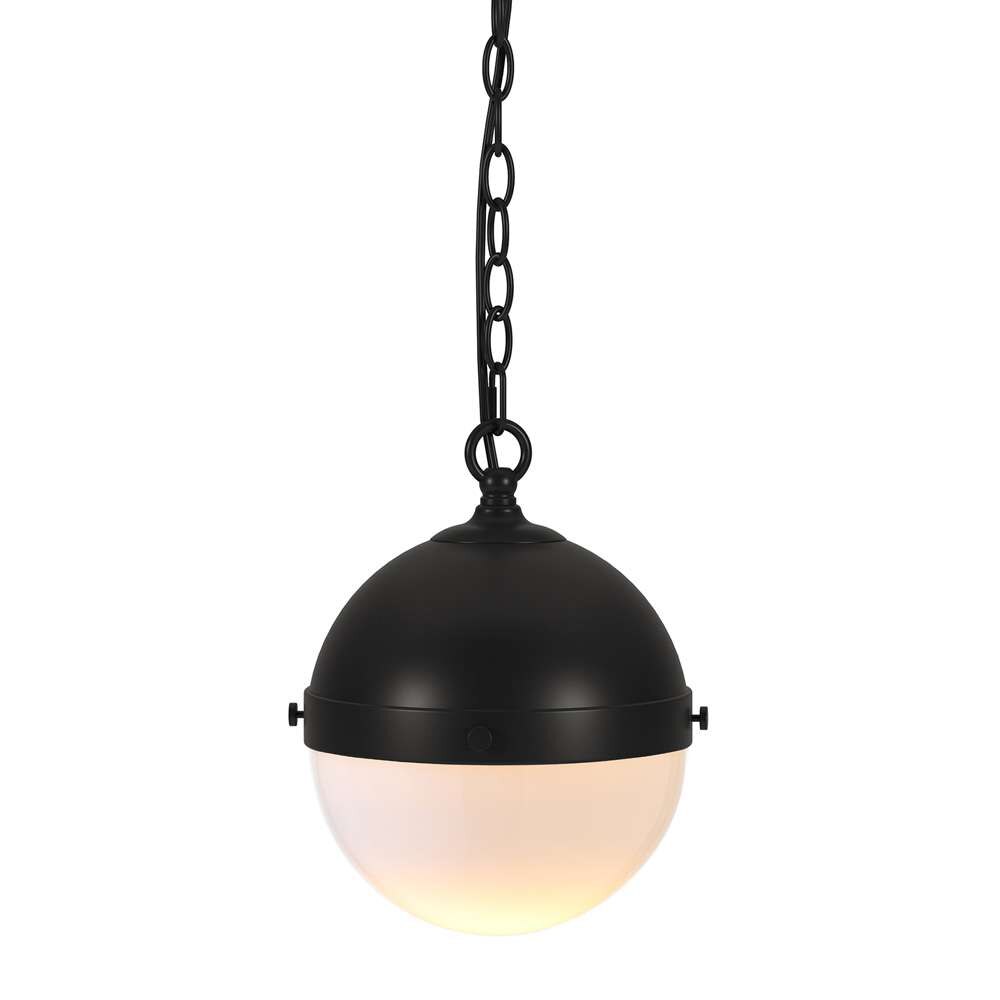 Hudson & Canal - Aurora 9in Wide Pendant with Glass Shade in Blackened Bronze/White Milk - PD1919 veiw 4