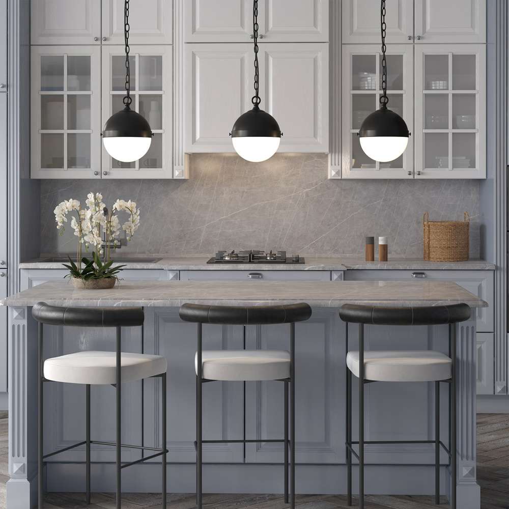 Hudson & Canal - Aurora 9in Wide Pendant with Glass Shade in Blackened Bronze/White Milk - PD1919 veiw 6