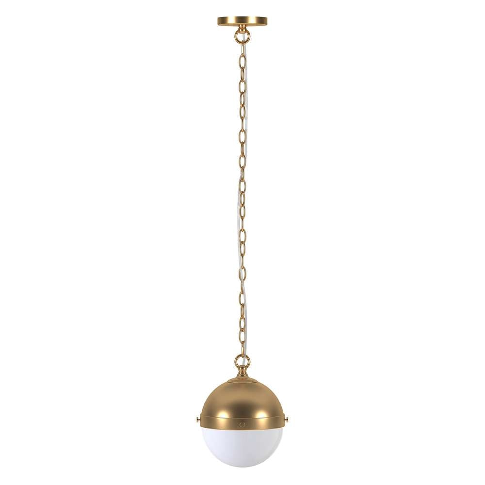Hudson & Canal - Aurora 9in Wide Pendant with Glass Shade in Brass/White Milk - PD1920 veiw 1