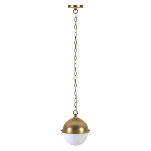 Hudson & Canal - Aurora 9in Wide Pendant with Glass Shade in Brass/White Milk - PD1920 veiw 1