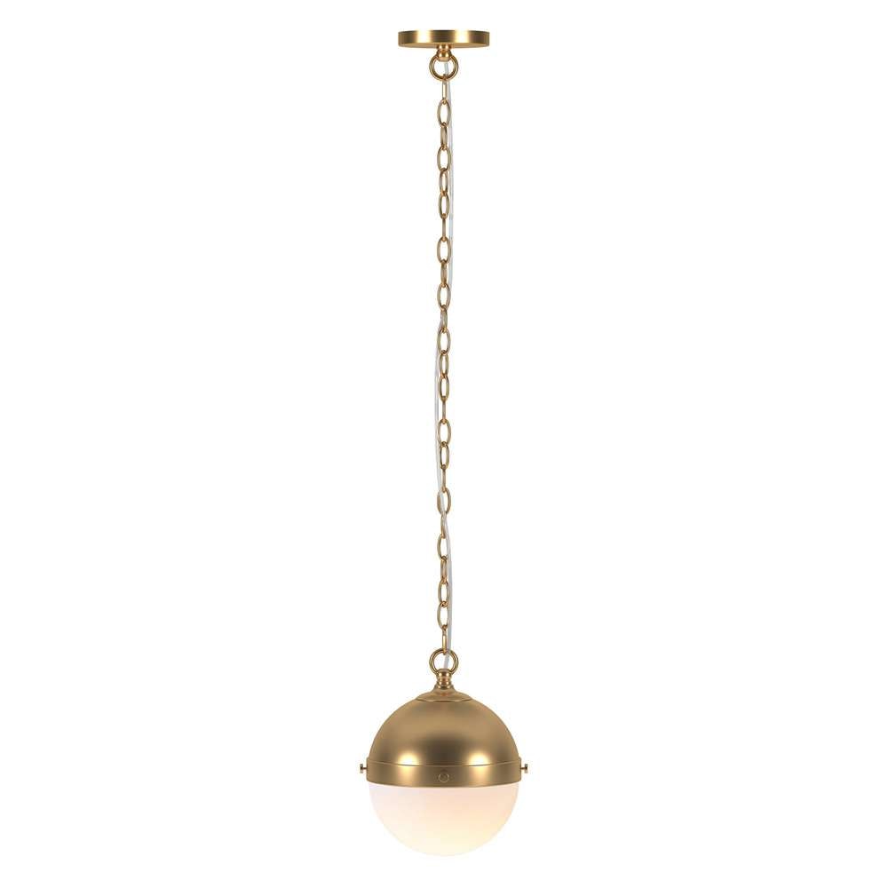 Hudson & Canal - Aurora 9in Wide Pendant with Glass Shade in Brass/White Milk - PD1920 veiw 2