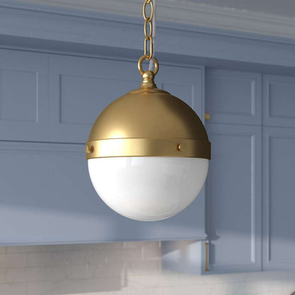 Hudson & Canal - Aurora 9in Wide Pendant with Glass Shade in Brass/White Milk - PD1920 veiw 5