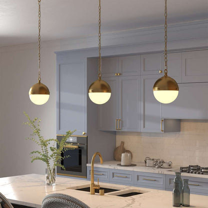 Hudson & Canal - Aurora 9in Wide Pendant with Glass Shade in Brass/White Milk - PD1920 veiw 6
