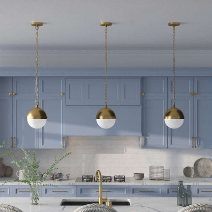 Hudson & Canal - Aurora 9in Wide Pendant with Glass Shade in Brass/White Milk - PD1920 veiw 7
