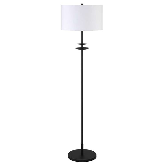 Hudson & Canal - Avery 63in Tall Floor Lamp with Fabric Shade in Blackened Bronze/White - FL1570 veiw 1