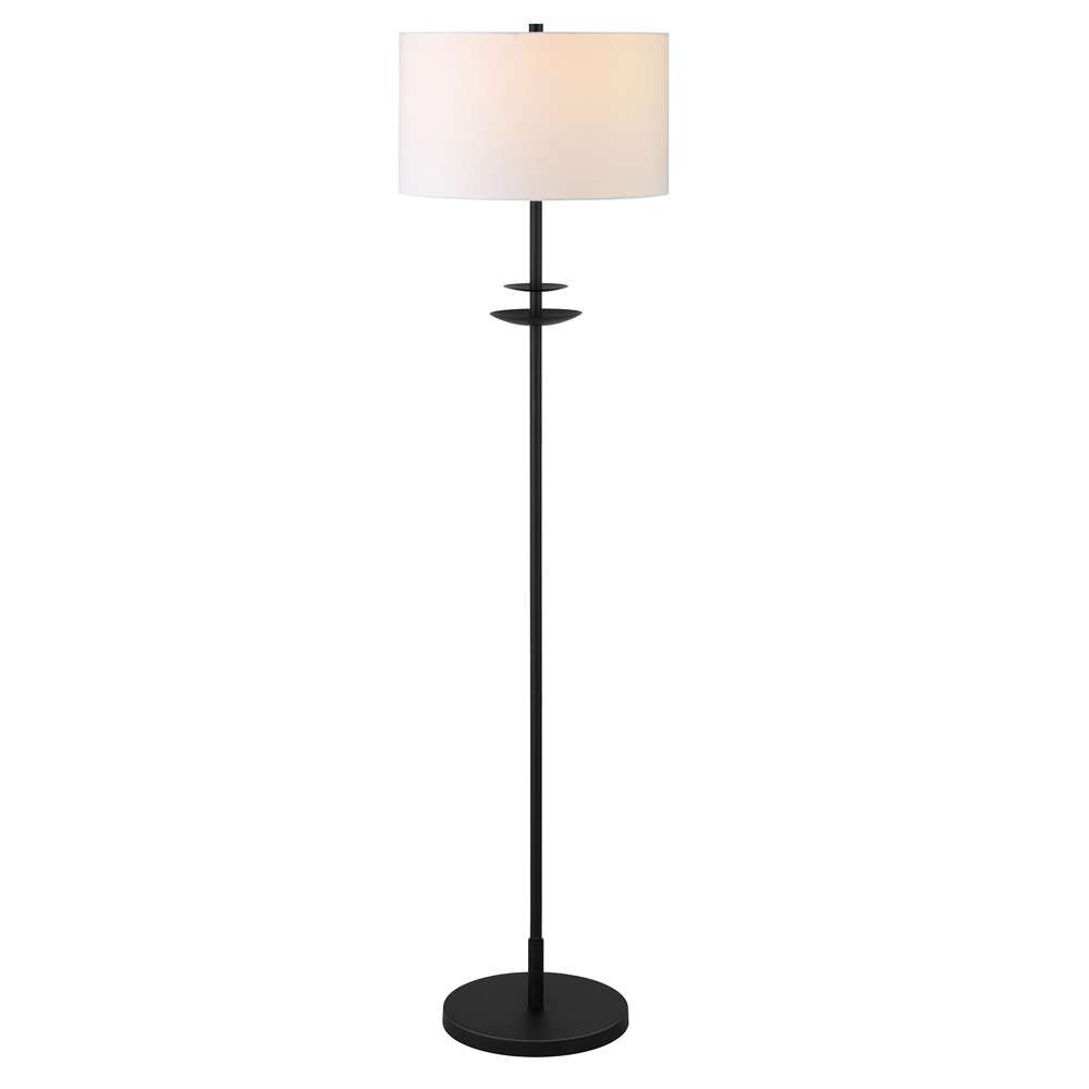 Hudson & Canal - Avery 63in Tall Floor Lamp with Fabric Shade in Blackened Bronze/White - FL1570 veiw 3