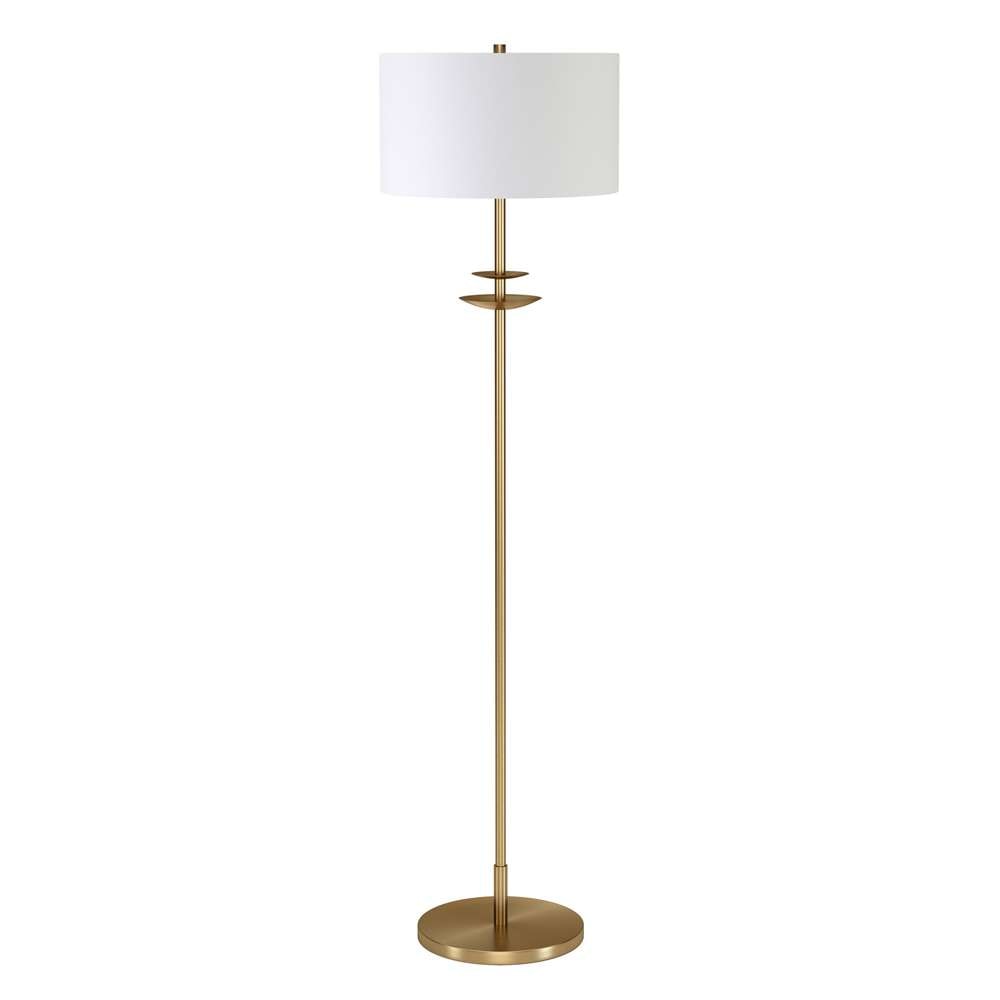 Hudson & Canal - Avery 63in Tall Floor Lamp with Fabric Shade in Brass/White - FL1571 veiw 1