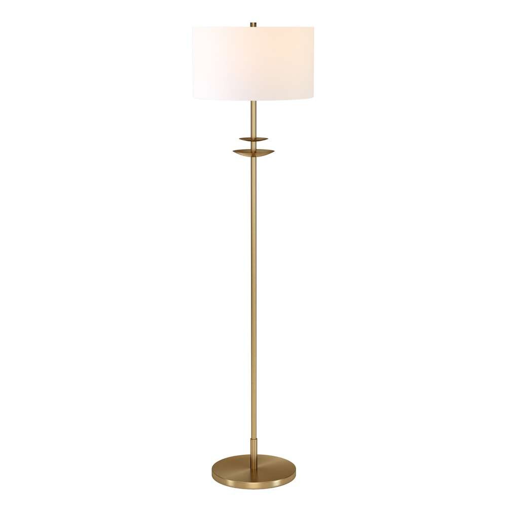 Hudson & Canal - Avery 63in Tall Floor Lamp with Fabric Shade in Brass/White - FL1571 veiw 3