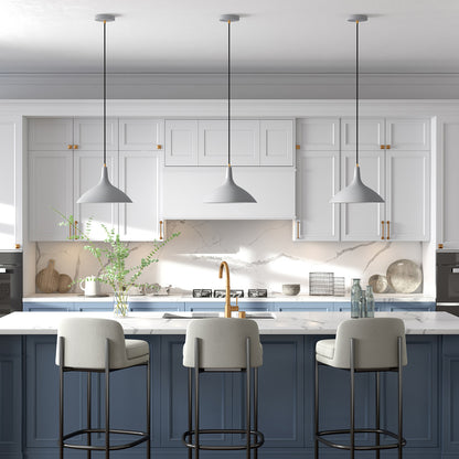 Hudson & Canal - Barton 14in Wide Pendant with Metal Shade in Matte Gray/Brass/Matte Gray - PD0761