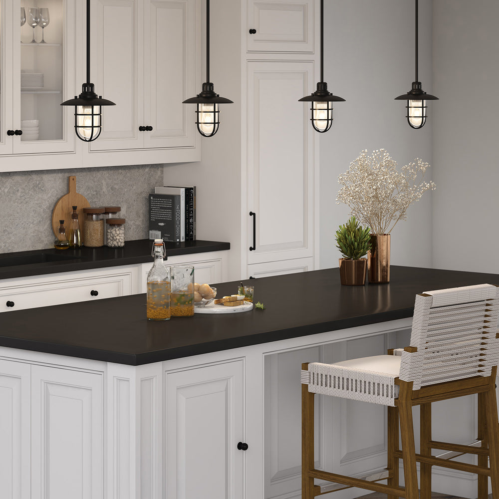 Hudson & Canal - Bay 8.25in Wide Lantern Pendant with Glass/Metal Shade in Blackened Bronze/Clear - PD1344