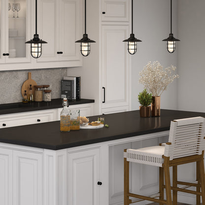 Hudson & Canal - Bay 8.25in Wide Lantern Pendant with Glass/Metal Shade in Blackened Bronze/Clear - PD1344