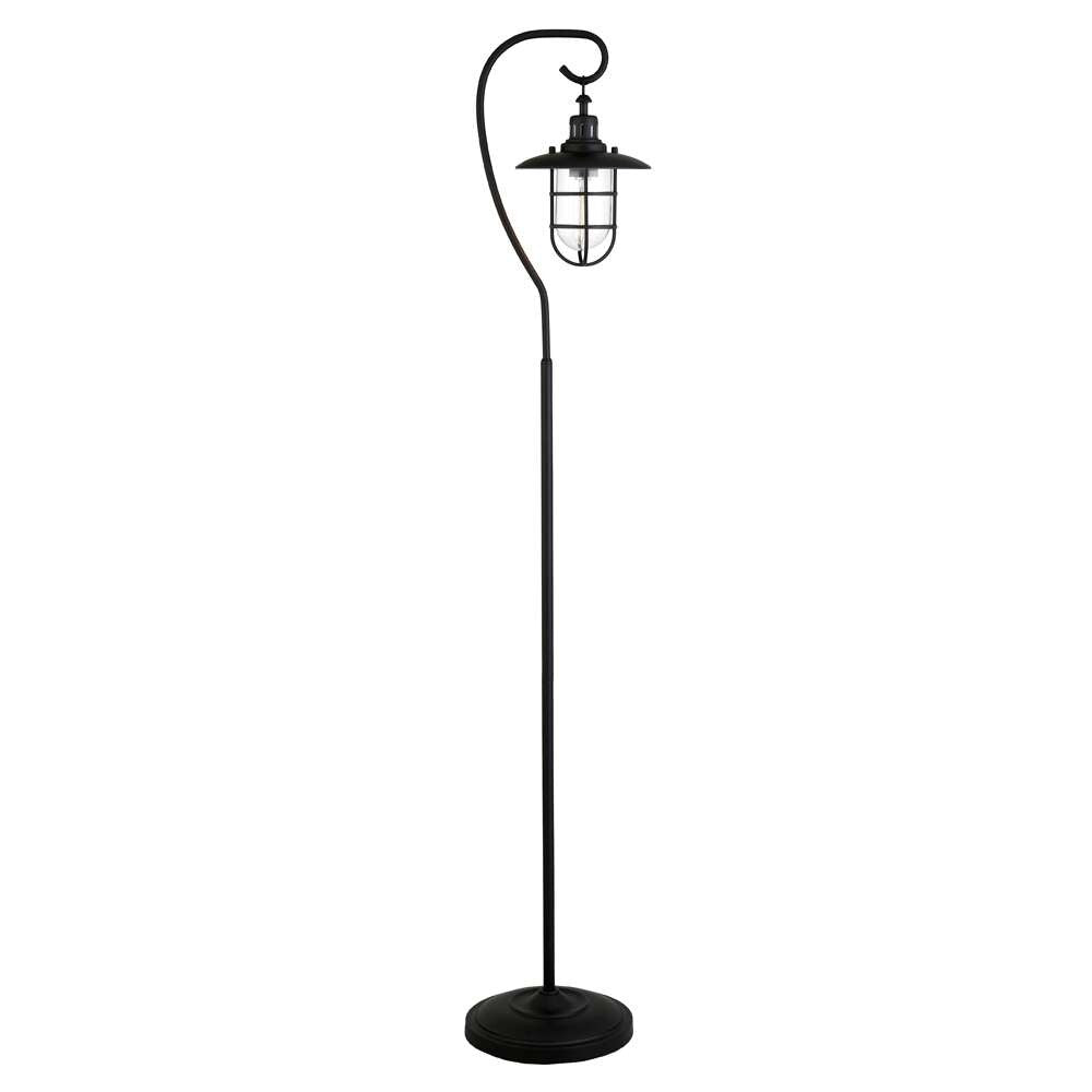 Hudson & Canal - Bay Nautical Floor Lamp with Glass Shade in Blackened Bronze/Clear - FL1410 veiw 1
