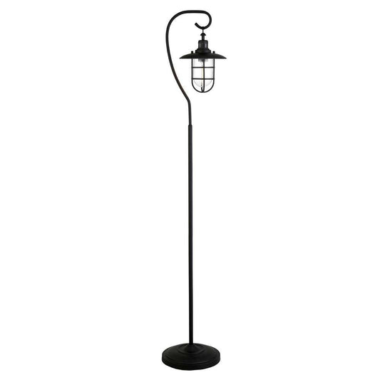 Hudson & Canal - Bay Nautical Floor Lamp with Glass Shade in Blackened Bronze/Clear - FL1410 veiw 1