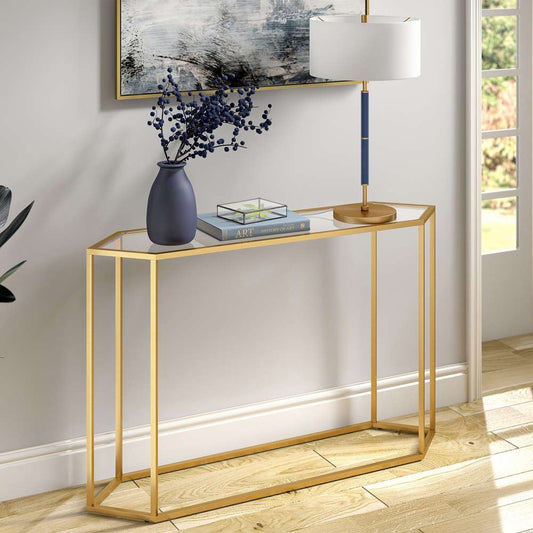 Hudson & Canal - Beck 48in Wide Hexagonal Console Table in Brass - AT0552 veiw 2