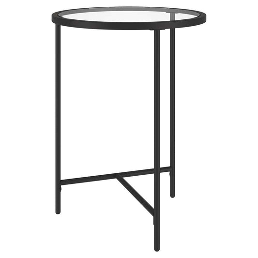 Hudson & Canal - Berenson 18in Wide Round Side Table with Glass Top in Blackened Bronze - ST1931 veiw 1