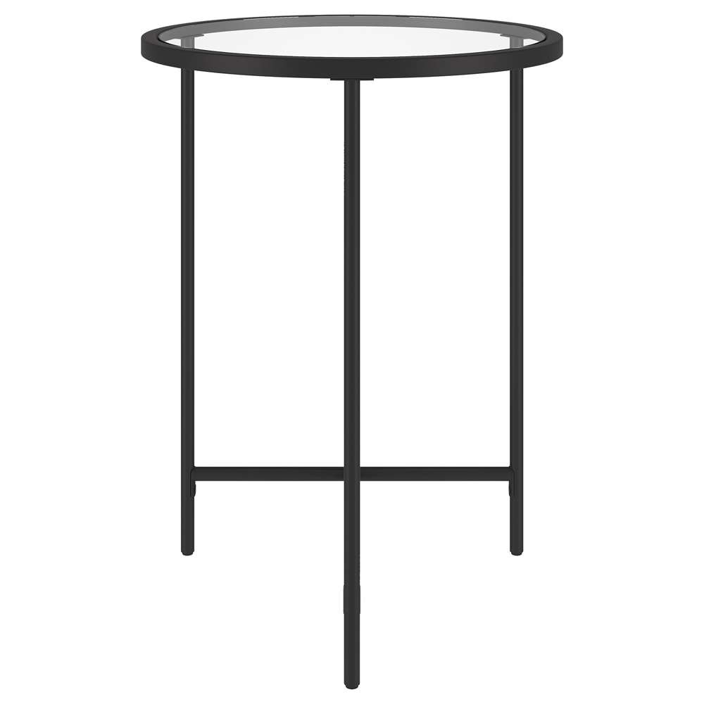 Hudson & Canal - Berenson 18in Wide Round Side Table with Glass Top in Blackened Bronze - ST1931 veiw 3