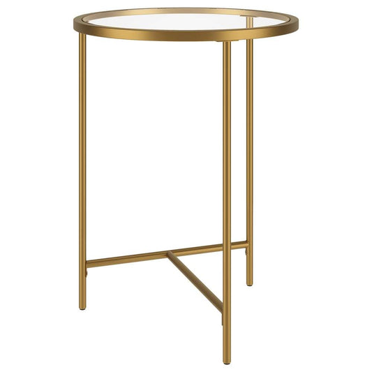 Hudson & Canal - Berenson 18in Wide Round Side Table with Glass Top in Gold - ST1932 veiw 1
