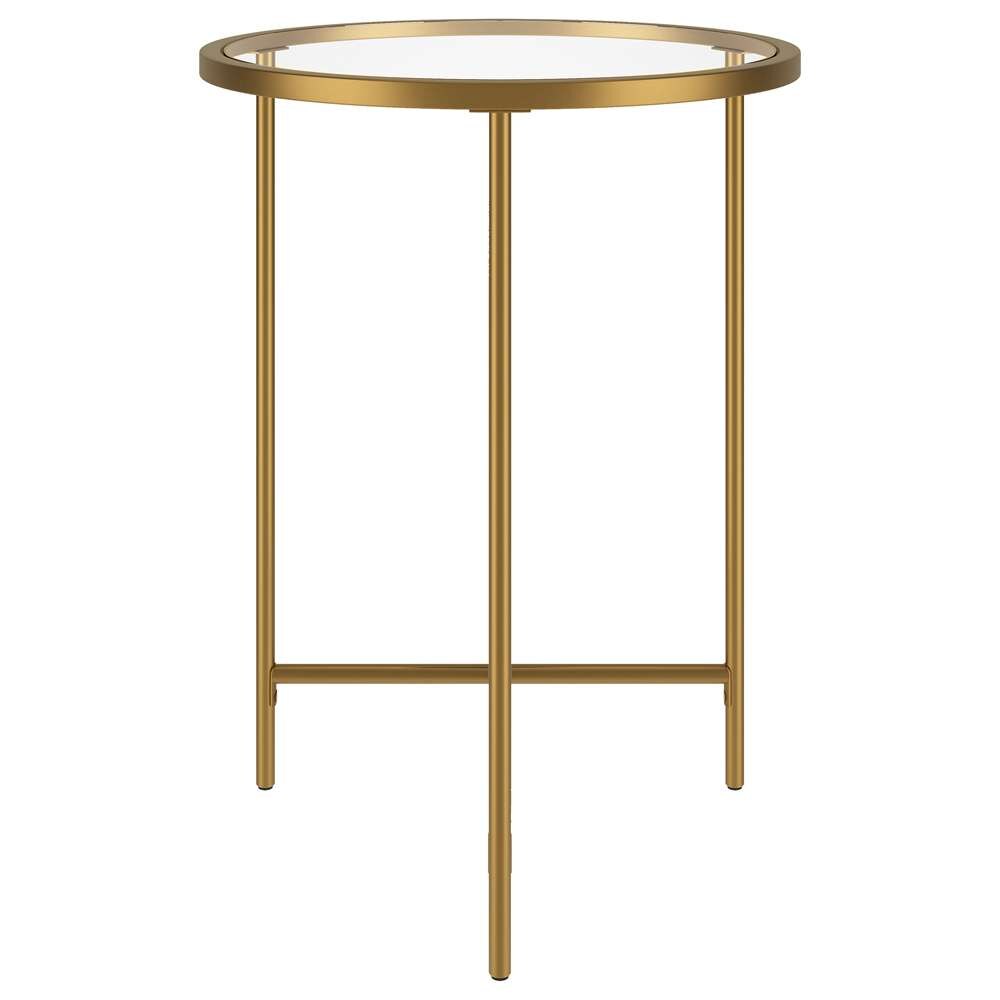 Hudson & Canal - Berenson 18in Wide Round Side Table with Glass Top in Gold - ST1932 veiw 3