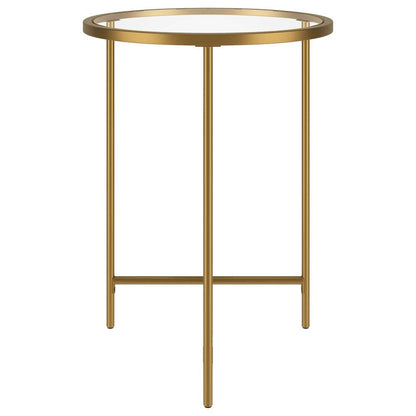 Hudson & Canal - Berenson 18in Wide Round Side Table with Glass Top in Gold - ST1932 veiw 3