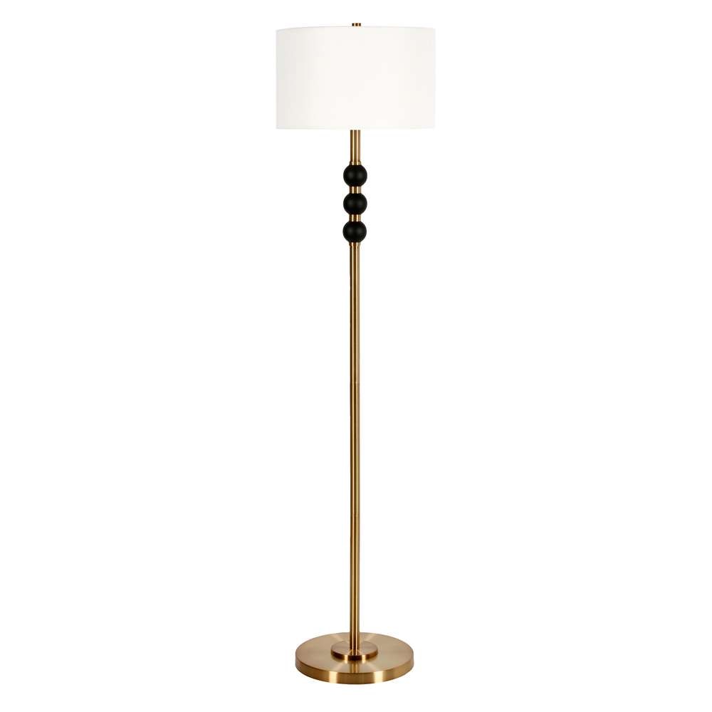 Hudson & Canal - Bernard Two-Tone Floor Lamp with Fabric Shade in Brass/Blackened Bronze/White - FL0820 veiw 1