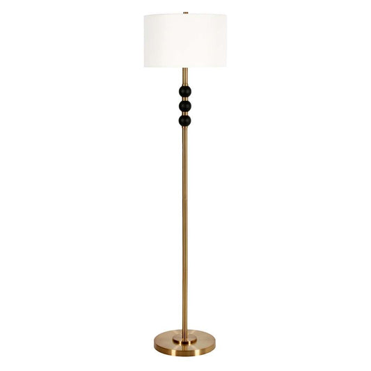 Hudson & Canal - Bernard Two-Tone Floor Lamp with Fabric Shade in Brass/Blackened Bronze/White - FL0820 veiw 1