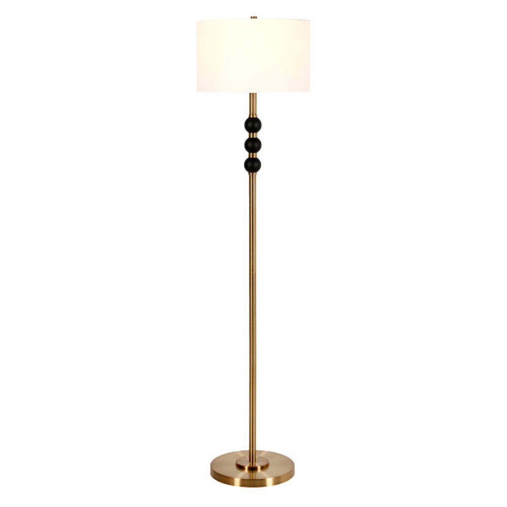 Hudson & Canal - Bernard Two-Tone Floor Lamp with Fabric Shade in Brass/Blackened Bronze/White - FL0820